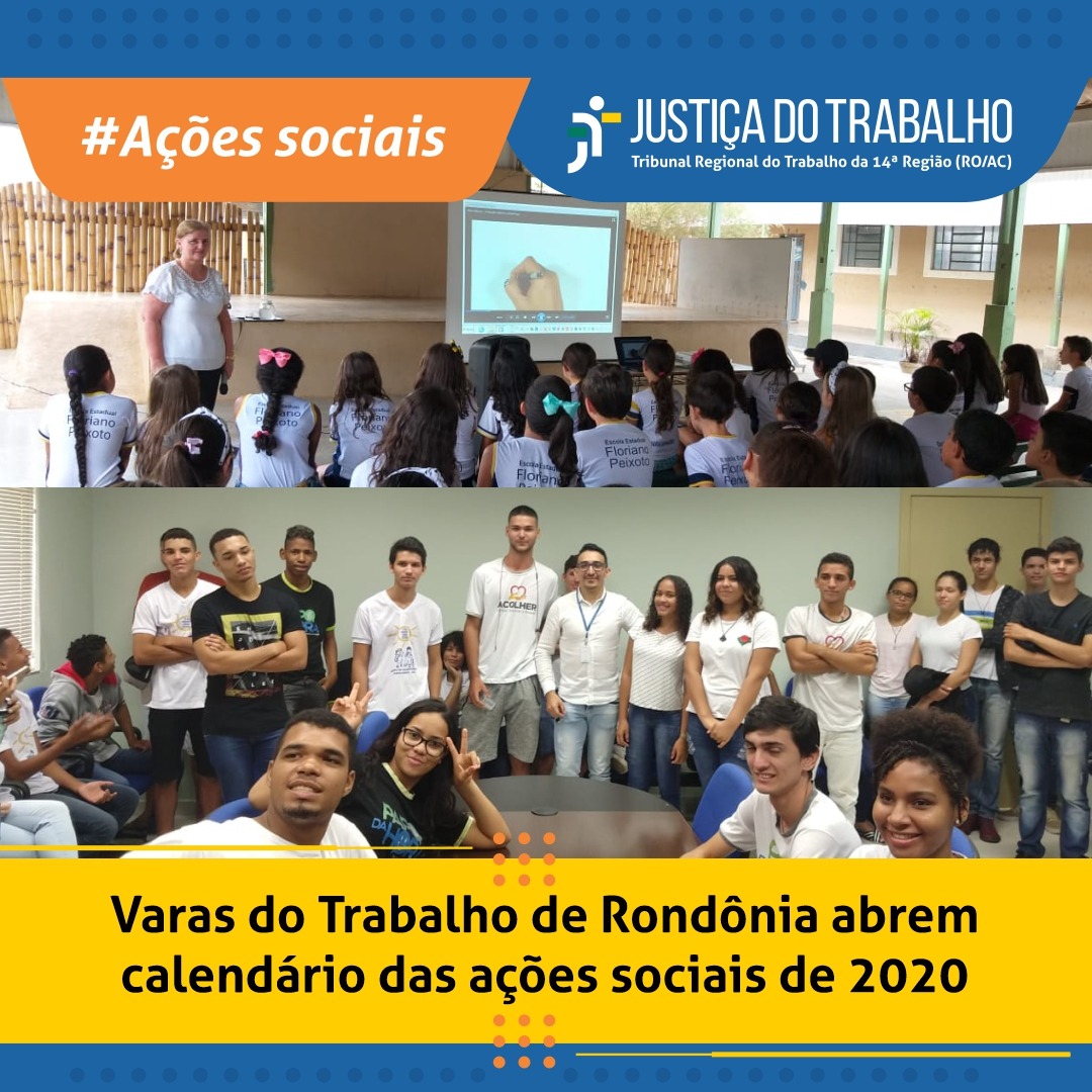 Mosaico contendo duas fotos com desenas de pessoas durante ações sociais realizadas em 2019