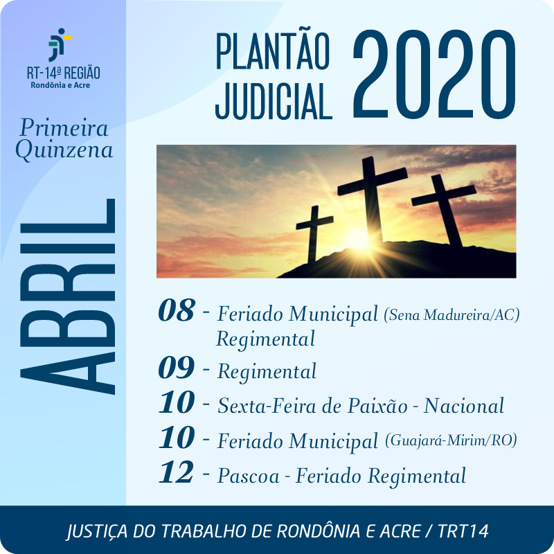 calendário indicando os dias de feriados na primeira quinzena de abril