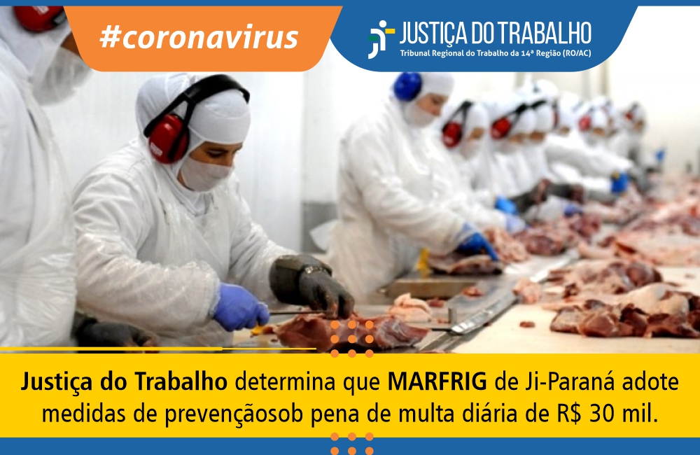 trabalhadores da Marfrig trabalhando com material de proteção