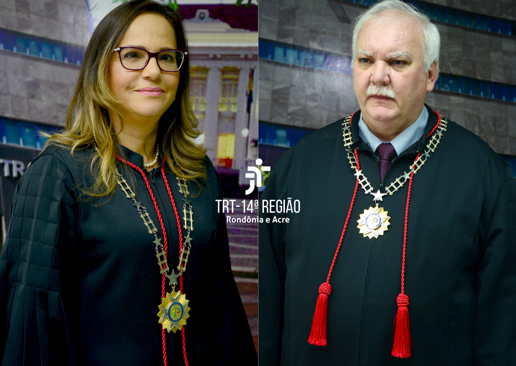 Foto composição com os desembargadores Maria Cesarineide e Osmar Barneze