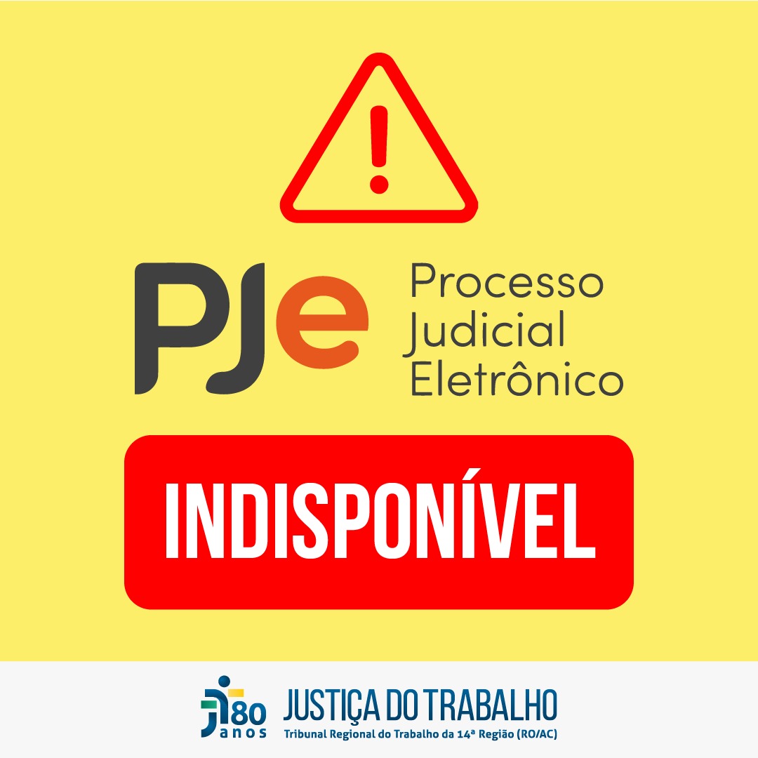 Banner de Aviso de Indisponibilidade do PJE