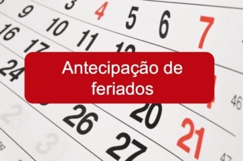 folha de calendário com a descrição antecipação de feriados, em vermelho