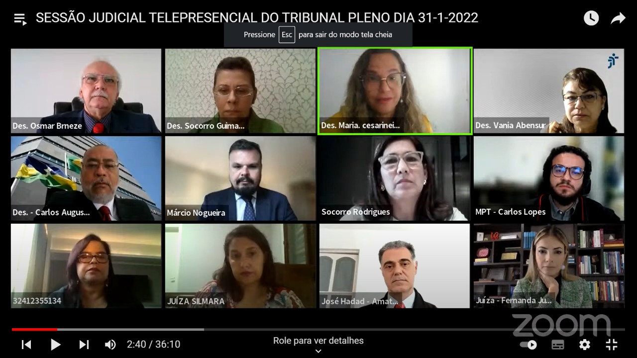 Reprodução da sessão virtual do Tribunal Pleno