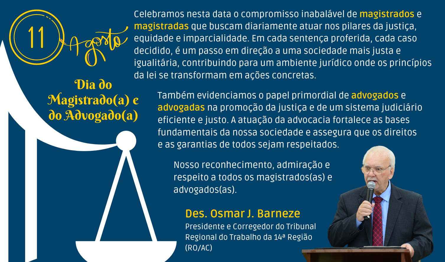 Arte com o texto da mensagem e a foto do presidente.