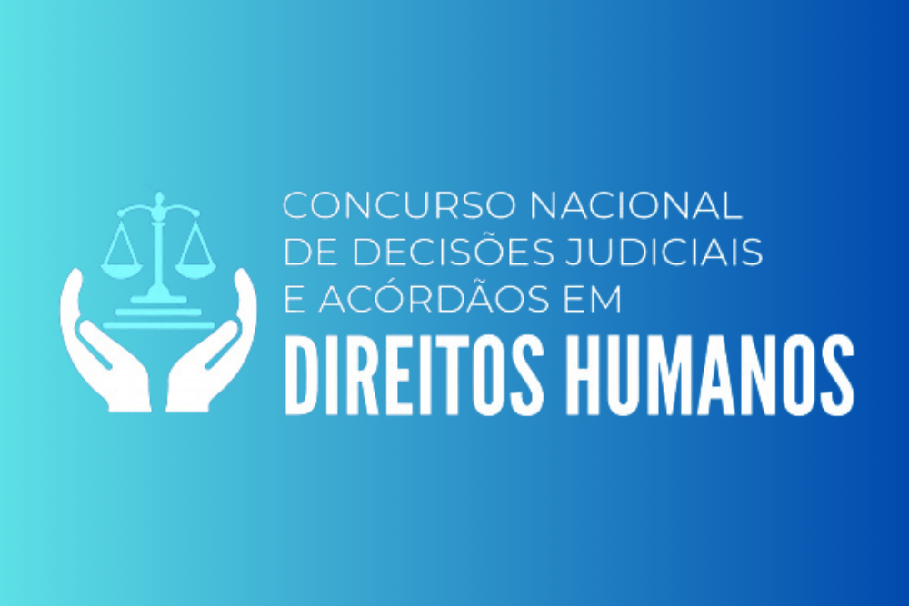 Texto: Concurso de Decisões Judiciais em Direitos Humanos em fundo azul