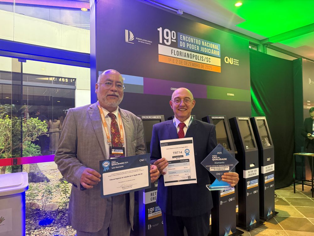 TRT-14 conquista o Selo Diamante 2025