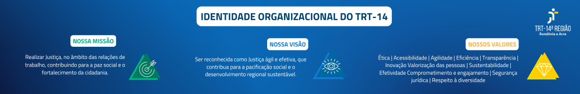 Banner com missão, valores e visão do TRT-14