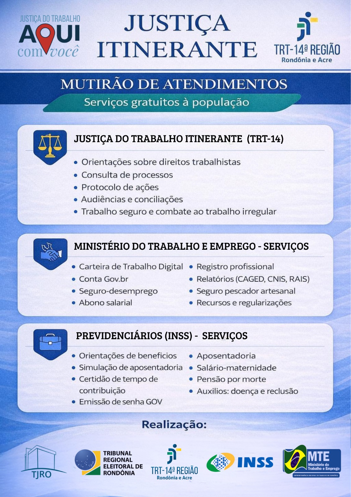 cartaz de divulgação dos serviços
