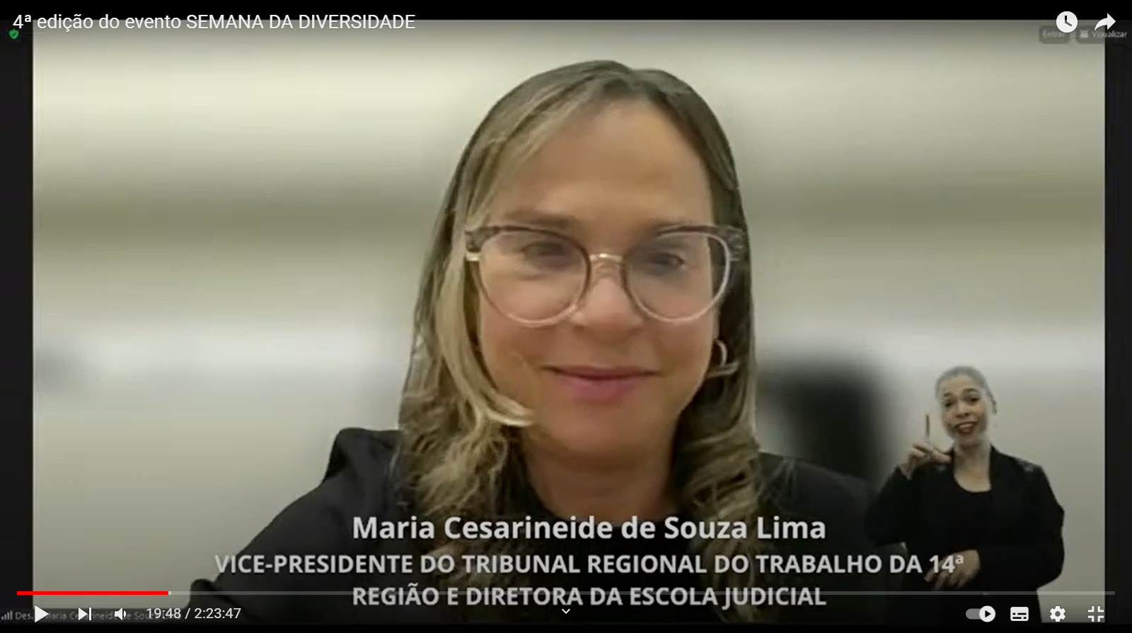 Fala da vice-presidente do TRT-14, desembargadora Maria Cesarineide de Souza Lima.