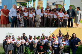 Presidente Ilson Pequeno com alunos durante campanha Junho Verde